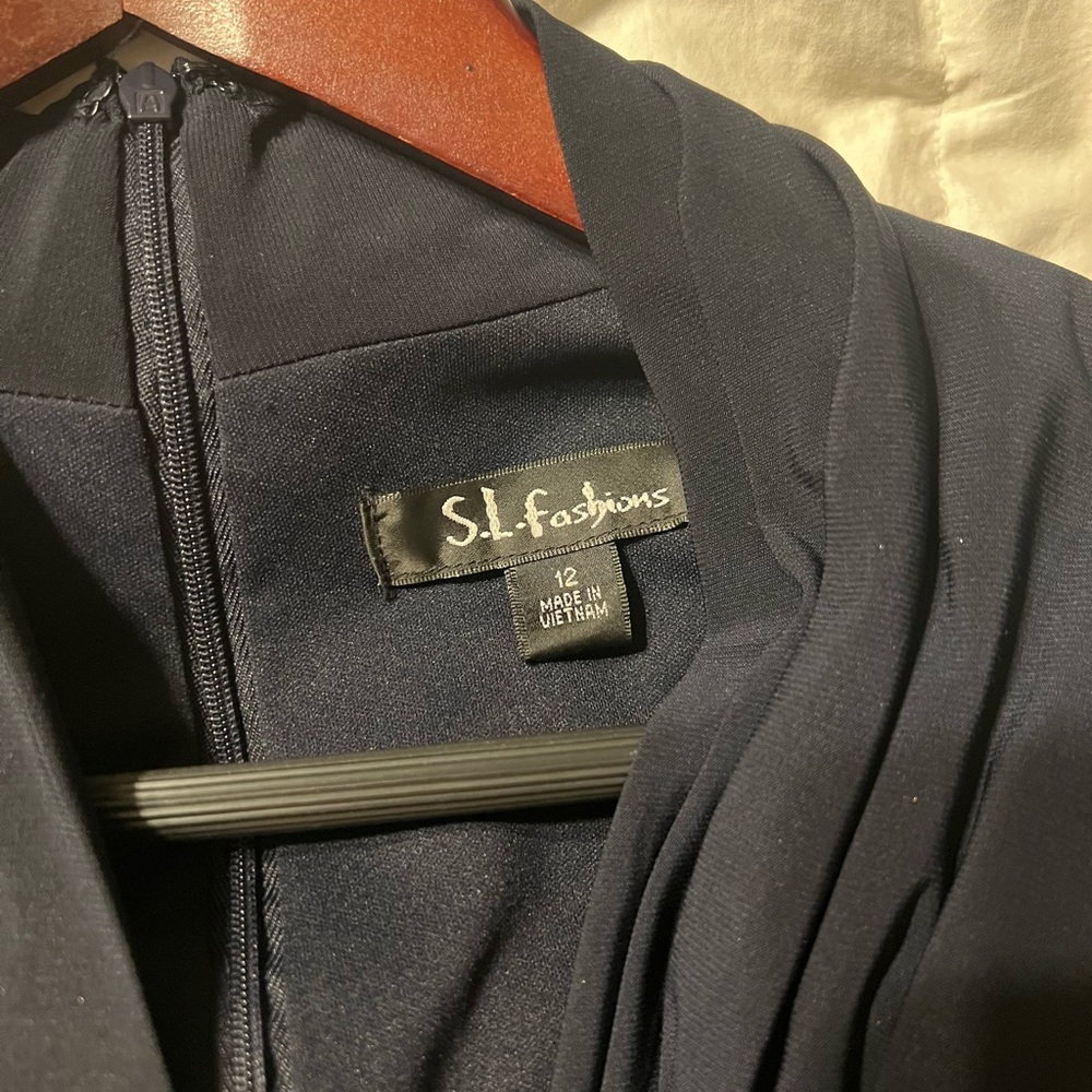 S L Fashions Navy Blue Dress